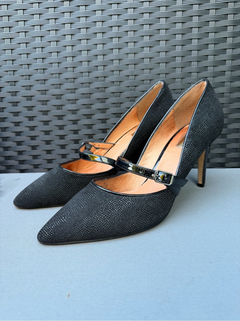 Black Mary Jane Pointed-Toe Stiletto Pumps Size 9